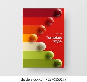 Trendy 3D balls placard layout. Unique company cover design vector illustration.