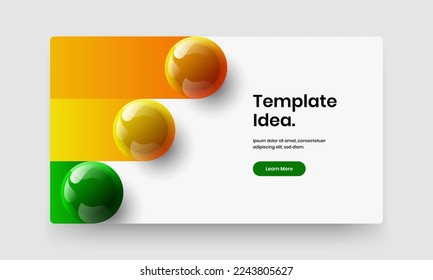 Trendy 3D balls site screen concept. Clean presentation vector design template.
