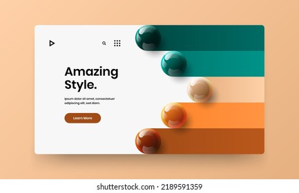 Trendy 3D balls website concept. Abstract presentation vector design template.