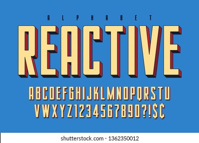 Trendy 3d comical font design, colorful alphabet, typeface. Color swatches control. Not expanded strokes