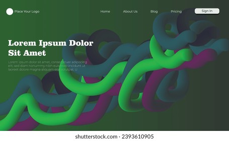 Formas de flujo 3D de moda fondo gradiente, tubos 3d de fluido abstracto colorido. Papel mural de diseño futurista para banner, afiche, portada, volante, presentación, publicidad, página de inicio

