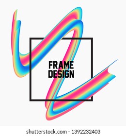 Trendy 3d fluid geometric frame. Liquid shape on white- Vector