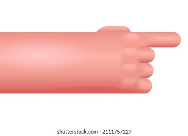 Trendy 3D hand gesture pointing to some object or button - subscribe, buy now, red more etc