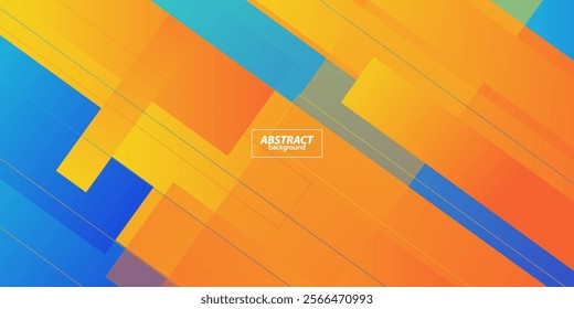 Trendy 3D paper cut abstract background with blue and orange square pattern overlapping in the background. Vector Eps10