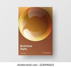 Trendy 3D spheres flyer template. Clean company brochure A4 design vector concept.