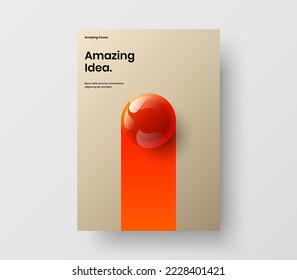 Trendy 3D spheres pamphlet template. Multicolored corporate cover A4 vector design concept.
