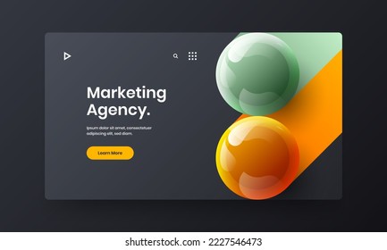 Trendy 3D spheres poster template. Colorful front page design vector layout.