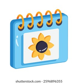 Trendy 3d style icon depicting spring calendar