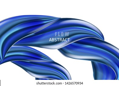 Trendy abctract colorful flow poster, baner, template. Wave Liquid shape in blue color. Modern fluid gradient shapes composition. Futuristic design for your design project. Vector illustration