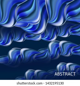 Trendy abctract colorful flow poster, baner, template. Wave Liquid shape in blue color. Modern fluid gradient shapes composition. Futuristic design for your design project. Vector illustration