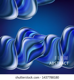 Trendy abctract colorful flow poster, baner, template. Wave Liquid shape in blue color. Modern fluid gradient shapes composition. Futuristic design for your design project. Vector illustration