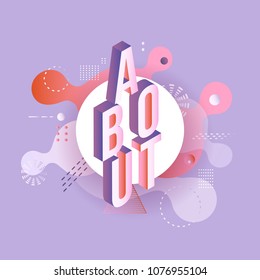 Trendy about poster, banner background template with vibrant gradient purple red violet colors abstract geometric shapes. Vector modern advertising layout, minimal style backdrop.