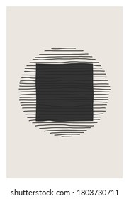 Trendy abstract aesthetic creative minimalist artistic hand drawn composition ideal for wall decoration, as postcard or brochure design, vector illustration