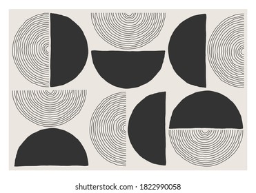 Trendy abstract aesthetic creative minimalist artistic hand drawn composition ideal for wall decoration, modern interior design, vector illustration