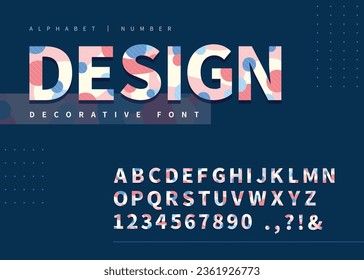 Trendy abstract alphabet font and number set. Hand drawn memphis vector decorative typographic. Stylish font for name card, poster, social web, brochure, cover, graphic layout, packaging design, etc. 