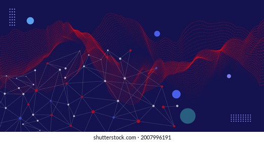 Trendy abstract array with dynamic particles background. Data science or technology element. Cyber technology vector illustration.