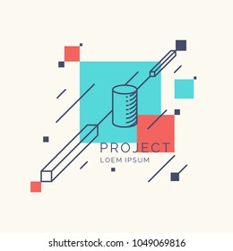 Trendy abstract art geometric background with flat, minimalistic Memphis style. Vector poster with elements for design