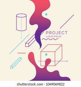 Trendy abstract art geometric background with flat, minimalistic Memphis style. Vector poster with elements for design