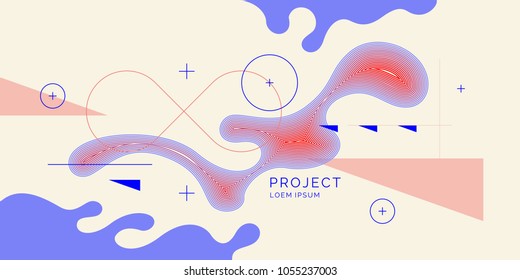 Trendy abstract art geometric background with flat minimalistic style. Vector poster with elements for design