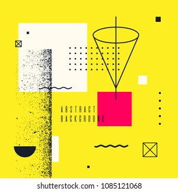 Trendy abstract art geometric background with flat, minimalistic Memphis style. Vector poster with elements for design
