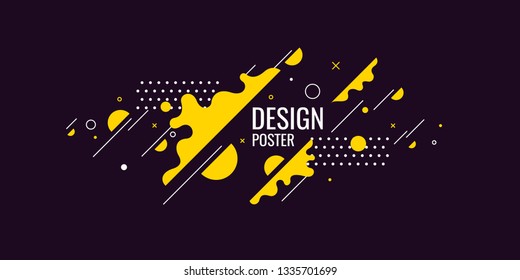 Trendy abstract art geometric background with flat, minimalistic style. Vector poster with elements for design