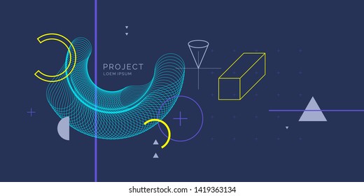 Trendy abstract art geometric background with flat, minimalistic style. Vector poster with elements for design