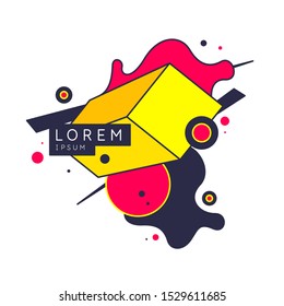 Trendy abstract art geometric background with flat, minimalistic style. Vector poster with elements for design