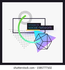 Trendy abstract art geometric background with flat, minimalistic style. Vector poster with elements for design. Template for social networks