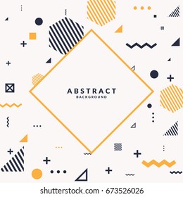 Trendy abstract art geometric background with flat, minimalistic Memphis style. Vector poster with elements for design