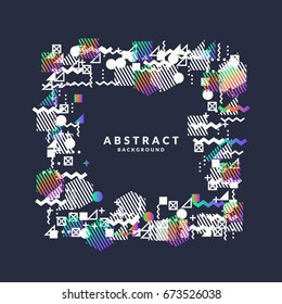 Trendy abstract art geometric background with flat, minimalistic Memphis style. Vector poster with elements for design