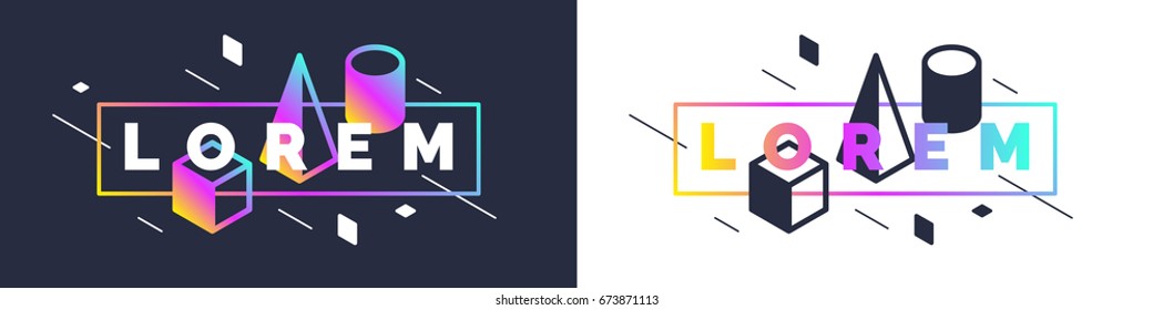 Trendy abstract art geometric background with flat, minimalistic Memphis style. Vector poster with elements for design
