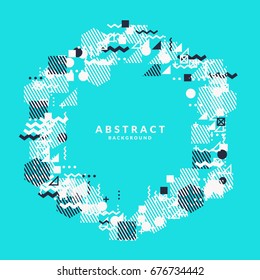 Trendy abstract art geometric background with flat, minimalistic Memphis style. Vector poster with elements for design