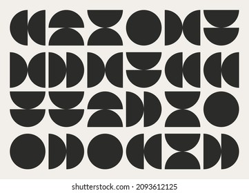 Trendy abstract art with geometric shapes. Simple brutalism poster, Mid century geometry pattern, contemporary print retro style. Minimal vector illustration