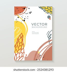 Modelos de arte abstrata com elementos florais e geométricos. Adequado para postagens em mídias sociais, design de banners e convite. Ilustração vetorial.