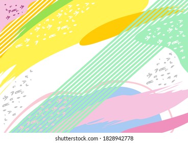 Trendy abstract art templates with geometric elements. Vector fashion backgrounds. Bright colors