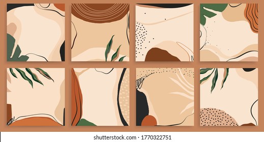 Trendy abstract artistic templates for social media platform. Modern universal vector illustrations. Soft pastel colors. 