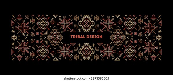 Trendy abstract aztec tribal frame. Cover template, decorative geometric 