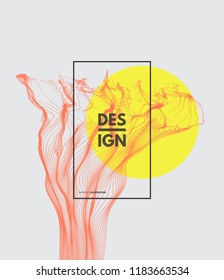 Trendy abstract background. Array with dynamic particles. Modern science or technology element. Cyberspace grid illustration. Vector composition.