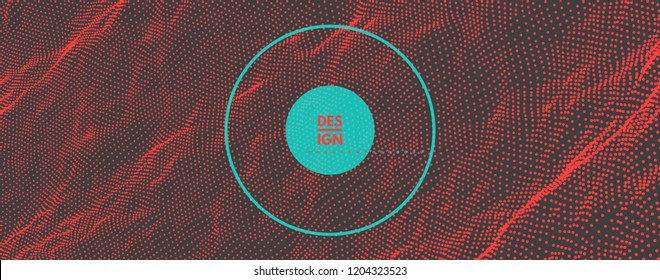 Trendy abstract background. Array with dynamic particles. Modern science or technology element. Cyberspace grid illustration. Vector composition.