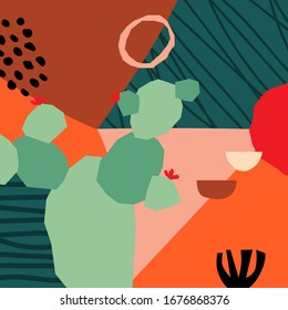 Trendy abstract background or card templates in modern colors, vector illustration in popular minimal art style