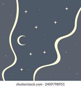 Trendy Abstract Background Celestial Stars Sky Fantasy Vector Design