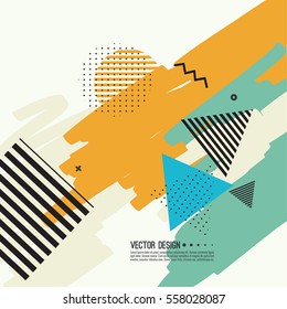 Trendy abstract background. Collage of geometric elements. 