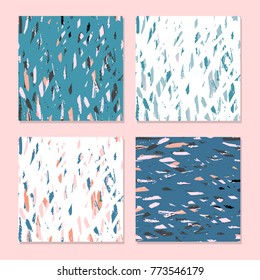 Trendy abstract background collection in terrazzo style. Brush confetti patterns. Pastel canvas design. Canvas, fabric, wallpaper, party  invitation, wrapping, birthday, anniversary, etc. Vector