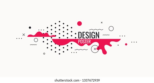 Trendy abstract background. Composition of amorphous forms and lines. Vector illustration