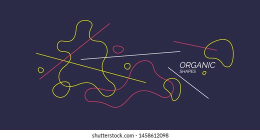 Trendy abstract background. Composition of amorphous forms and lines. Vector illustration