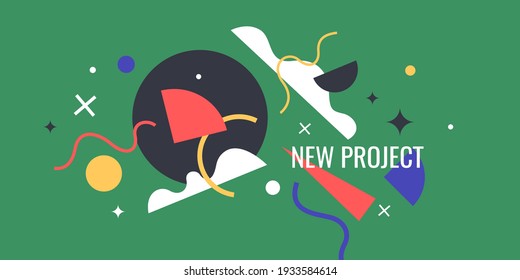 Trendy abstract background. Composition of amorphous and geometric forms. Vector illustration