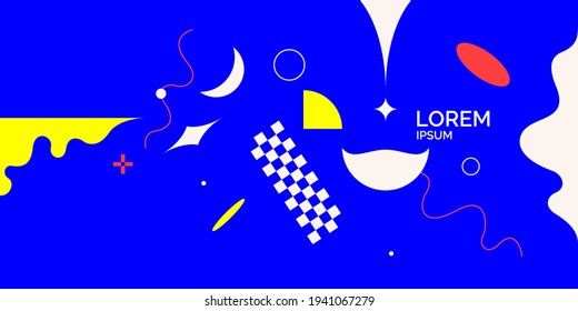 Trendy abstract background. Composition of amorphous and geometric forms. Vector illustration