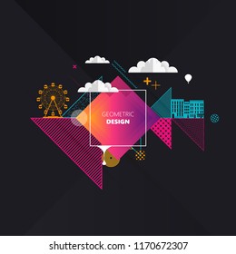 Trendy abstract background. Composition of geometric shapes and abstract patterns. Vector illustration