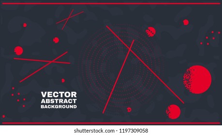 Trendy abstract background. Composition of geometric shapes and splash. Vector illustration.