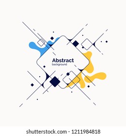 Trendy abstract background. Composition of geometric shapes and splash. Vector illustration